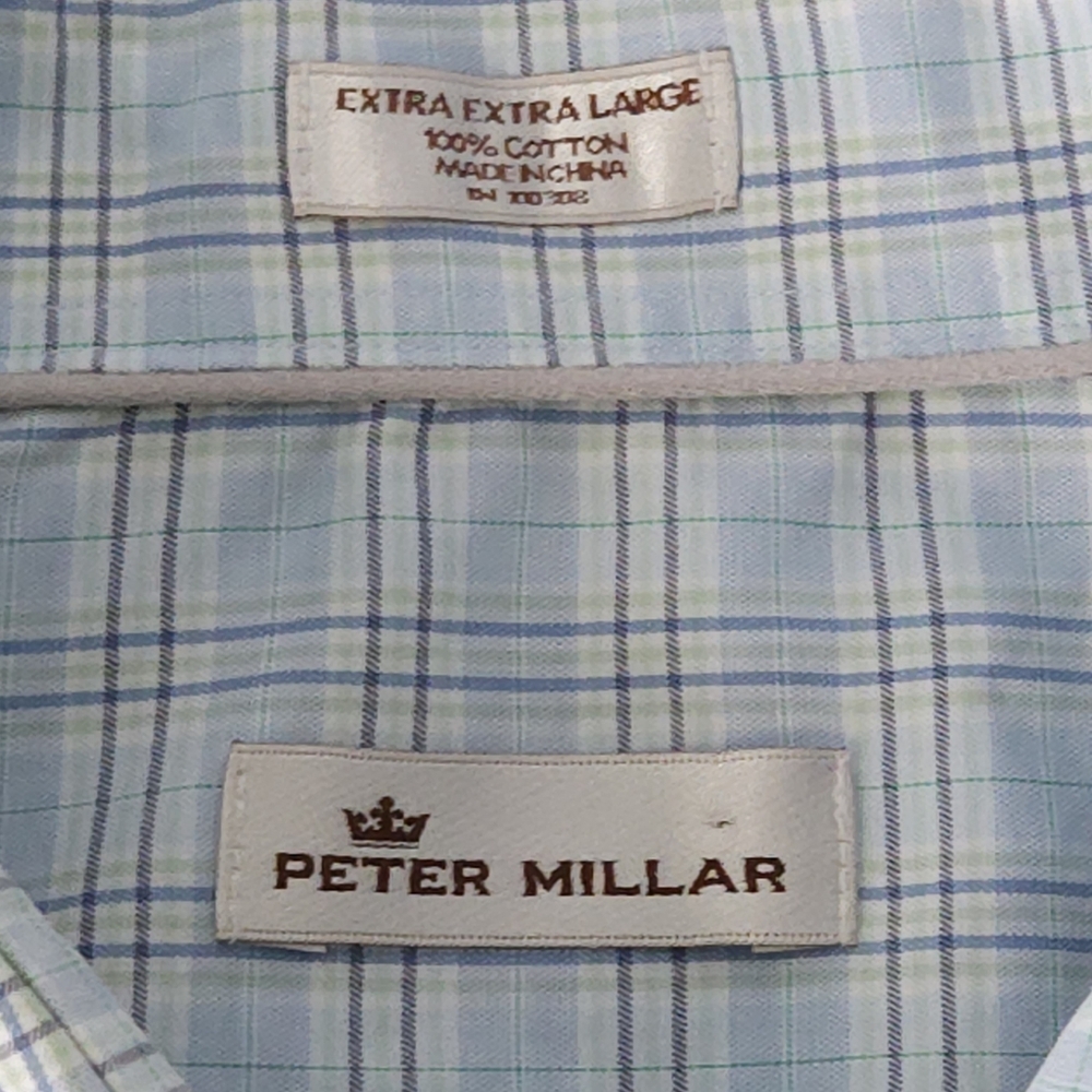 2 Peter Millar Dress Shirts XXL 100% Cotton Plaid Button Down Casual Lot Bundle - Picture 8 of 15